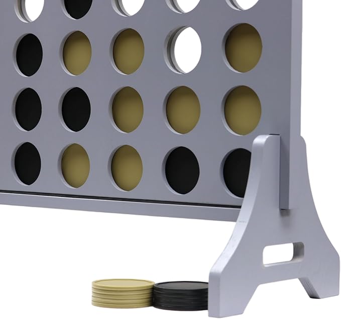 Tailgating Pros Premium Grey Giant Four in a Row with Carrying Case - Jumbo Oversized Outdoor Yard Game - Connect Multiple Pucks in a Row to Win - Many Puck Colors Available!