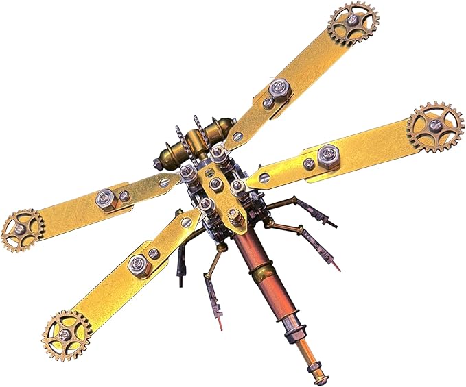 Steampunk Metal Insect Bug Mechanical Steampunk Sculpture Steampunk Mechanical Insect Clockwork 3D Steampunk Metal Puzzle Kits for Adults (Mechanical Dragonfly C)