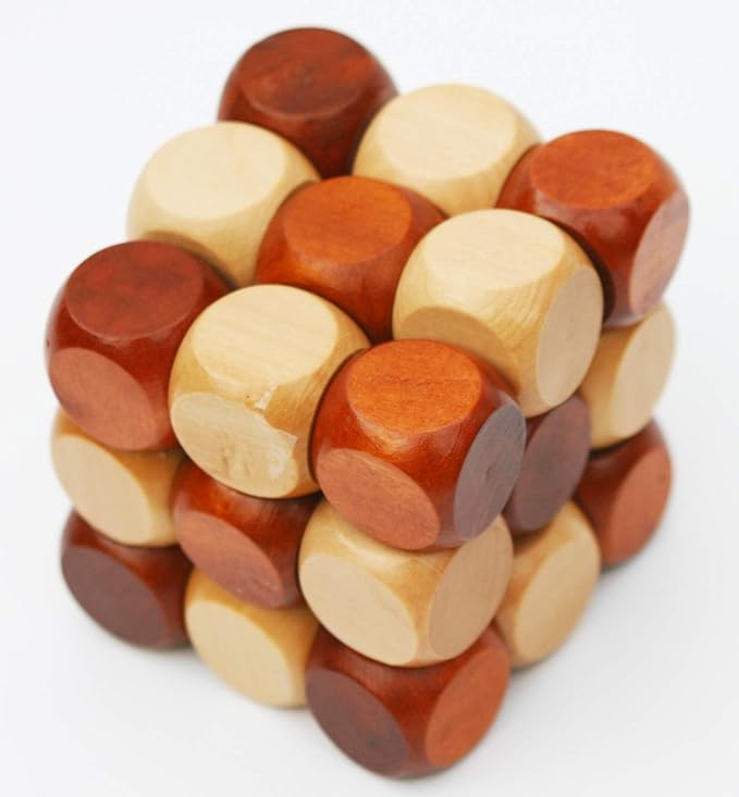 Wooden Twist Cube IQ Puzzle - Wooden Brain Teaser - Brain Teaser Puzzle for Children Teenager Adults - Mens Gift Sets for Him-Gifts for Men Who Have Everything - Stocking Fillers Stuffers