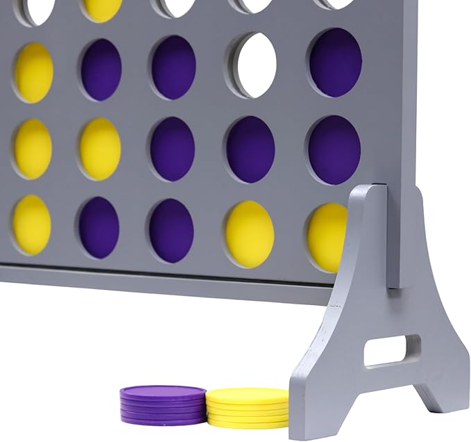 Tailgating Pros Premium Grey Giant Four in a Row with Carrying Case - Jumbo Oversized Outdoor Yard Game - Connect Multiple Pucks in a Row to Win - Many Puck Colors Available!