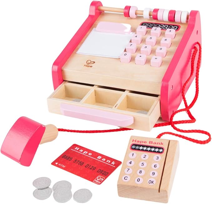 Hape Checkout Wooden Register Pretend & Play Role Play Set with Accessories