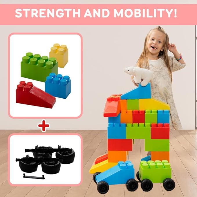 PLATPORTS Big Blocks- Big Jumbo Blocks - Large Building Blocks - Large Blocks - Giant Building Blocks - Jumbo Blocks - Big Blocks for Kids Ages 4-8