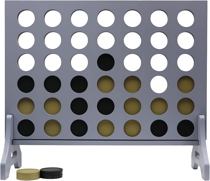 Tailgating Pros Premium Grey Giant Four in a Row with Carrying Case - Jumbo Oversized Outdoor Yard Game - Connect Multiple Pucks in a Row to Win - Many Puck Colors Available!
