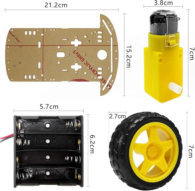 YIKESHU 2WD Smart Robot Car Chassis Kit with Speed Encoder Battery Box 2 Wheels Arduino Microbit Raspberry Pi DIY Toy Adult Age 16+