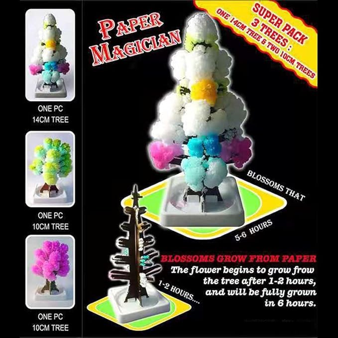 3 in 1 Mini Christmas Tree Magic Growing, Paper Tree Colorful DIY Crystal Growing Kit, Crystal Christmas Growing Kit, Educational Craft Kit with Art Supplies, Party Toys DIY Christmas Decorations