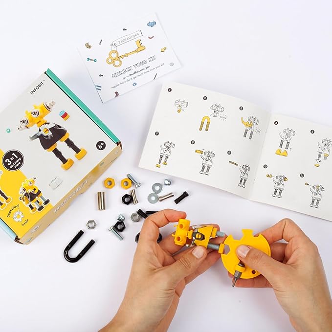 The Off Bits InfoBit Build Your Own Robot Toy Construction Set, Educational Gift STEM Activities Learning Kit, Creative Build and Play Model Kit Steam Toys for 6 7 8 9 10+ Year Old Boys & Girls