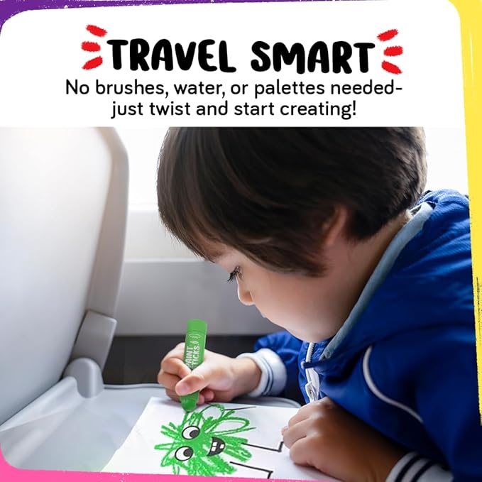24 Tempera Paint Sticks for Kids with Coloring Book - Washable, Non-Toxic Markers for Toddlers | Works on Paper, Canvas, Wood, Cardboard - Art Craft Supplies, Painting Crayons Ages 1 2 3 4 5 6