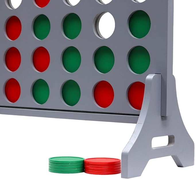 Tailgating Pros Premium Grey Giant Four in a Row with Carrying Case - Jumbo Oversized Outdoor Yard Game - Connect Multiple Pucks in a Row to Win - Many Puck Colors Available!