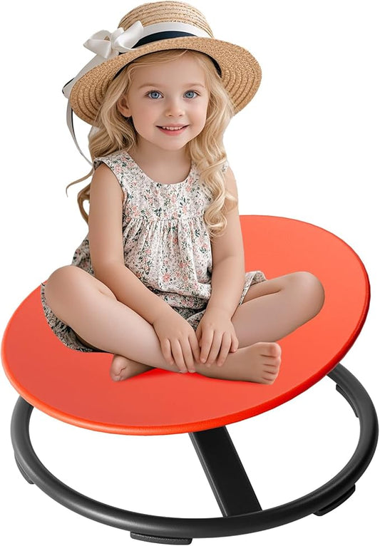 Spinning Chair for Kids, Sensory Integration Training Swivel Chair for Children with Autism & ADHD,for Balance & Body Coordination Training, Red Round