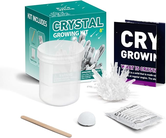 Crystal Growing Kit for Kids, White DIY Crystal Science Experiment Set, Grow Your Own Crystals, STEM Educational Chemistry Kit for Boys & Girls Ages 6-12, Fun Science Lab Gift for Kids