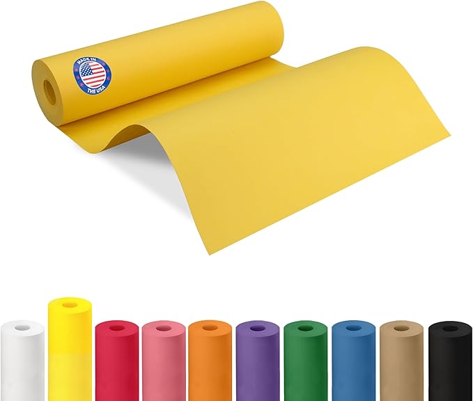 12" x 1200" (100 feet) Yellow Kraft Paper Roll - USA-Made Quality Craft Paper for Gift Wrapping, Kids' Arts & Crafts, School Projects - 100% Recycled Natural Material 50lb Thickness by IDL Packaging