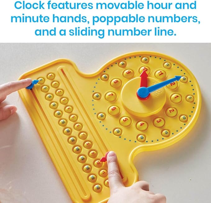 hand2mind NumberLine Clock Sensory Bubble Popper, Push Pop Fidget Toys, Learn to Tell Time, Telling Time Teaching Clock for Kids, Fidgets for Classroom, Math Toys, Kindergarten Learning Activities
