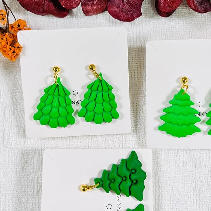 Xaekicr Christmas Tree Polymer Clay Cutters – 3 Style Clay Cutters for Holiday Earrings, Christmas Clay Tools for Polymer Clay Jewelry and Crafts