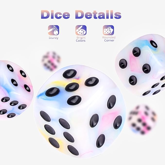 36 Pieces 12mm 6 Sided Mini Dice Set,Mixed ColoursD6 Game Dice Set,6 Sided Standard Game Dice for Board Games Dice Games Classroom Teaching Dices Game,with Portable Gaming Box(Yellow Blue Purple)