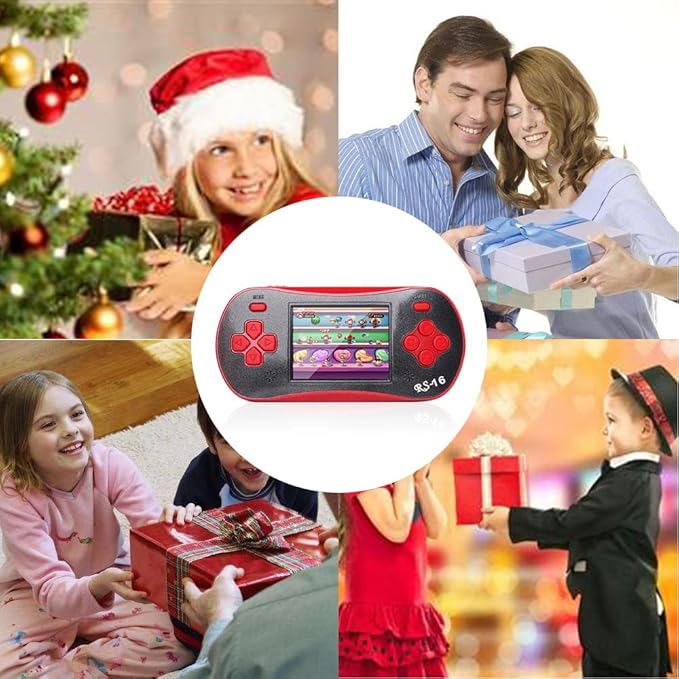 Handheld Game Player for Kids Adults- FAMILY POCKET RS16 Portable Classic Game Controller Built-in 260 Game 2.5 inch LCD Retro Arcade Video Game System Children's Birthday Gift (red)