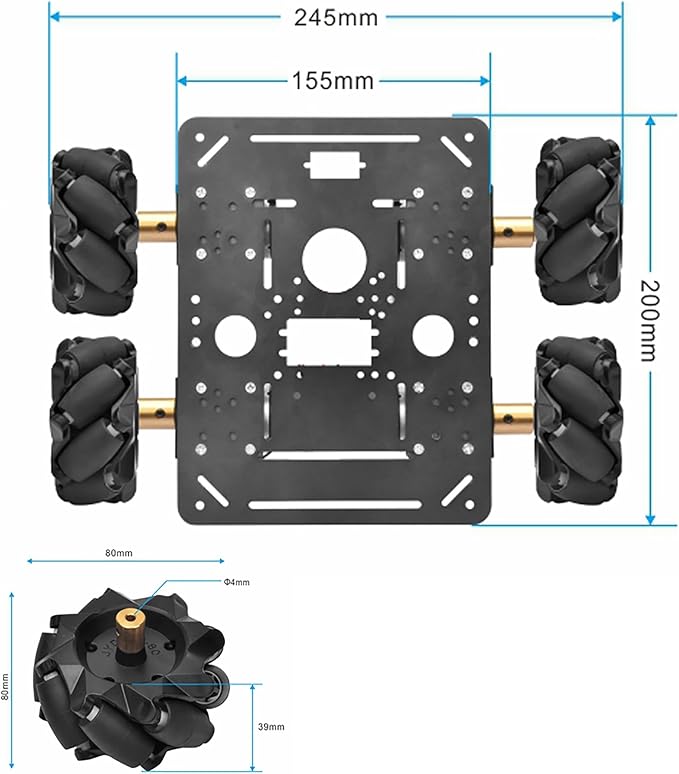 OSOYOO FlexiRover Robot Car Kit for Raspberry Pi – Compatible with Pi 2/3/4/5, 520 Motors with Encoders, Mecanum Wheels, Servo Support, and High-Capacity Battery System (No Raspberry Pi Included)