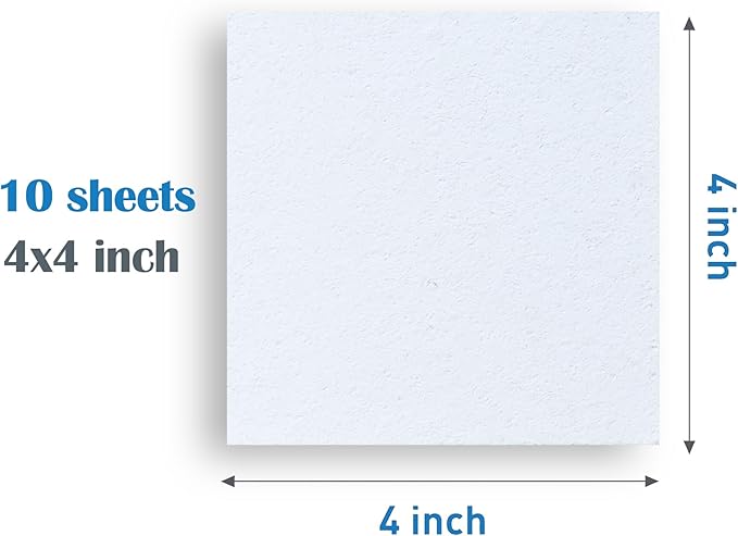 Tatahu Magic Puffy Paint Paper - 4" x 4" White Cellulose Cards, DIY Art and Kids Craft Supplies for Acrylics Painting, 10 Sheets