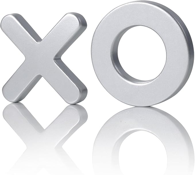 Tic Tac Toe Games, Textured Silver 11.6'', Family Puzzle Table Top Games for All Ages, Kids Birthday Return Gifts Coffee Table Home Decor