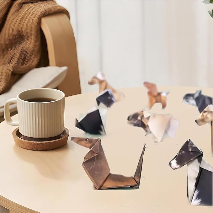 DIY Paper Cats Kit, 50 Sheets Cute Kitten Origami Papercraft, Fun 3D Animal Sculpture Craft, Creative Paper Sculpture Desktop Bookshelf Decoration, Funny Gift for Pet Lovers (Dog)