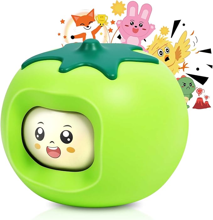 Kids Story Box Audio Player Starter with Tomato Face-Changing, Interactive Educational Toy & Storyteller, Preloaded 200+ Stories/Music, Bluetooth, Birthday Gift for Boys Girls-Green