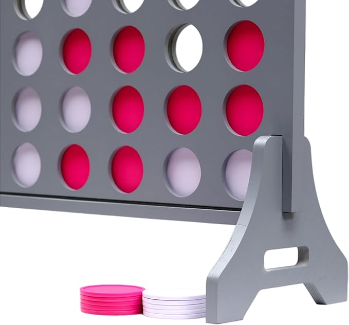 Tailgating Pros Premium Grey Giant Four in a Row with Carrying Case - Jumbo Oversized Outdoor Yard Game - Connect Multiple Pucks in a Row to Win - Many Puck Colors Available!