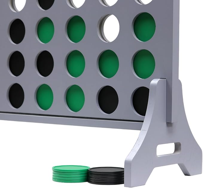 Tailgating Pros Premium Grey Giant Four in a Row with Carrying Case - Jumbo Oversized Outdoor Yard Game - Connect Multiple Pucks in a Row to Win - Many Puck Colors Available!