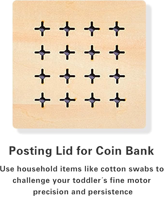 4-in-1 Montessori Wooden Play Kit for 1+ Year Old - Carrot Harvest Games, Infant Coin Box, Fine Motor Skills Toys and Cotton Swab Drop Game Box, Gift for Babies 6-12 Months