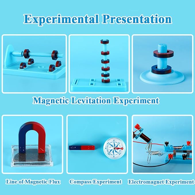 Science Magnets Experiment Set for Kids Electricity and Magnetism Kit for Students Stem Kit Physics Lab Basic Circuit Tools for Learning Starter