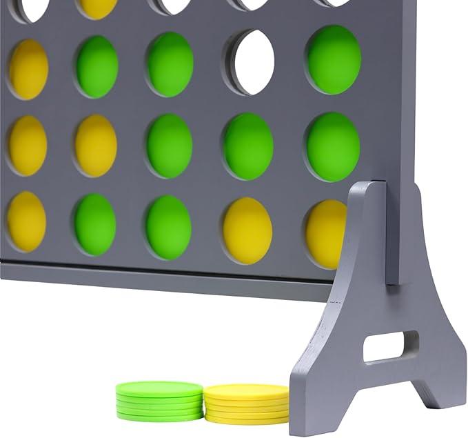 Tailgating Pros Premium Grey Giant Four in a Row with Carrying Case - Jumbo Oversized Outdoor Yard Game - Connect Multiple Pucks in a Row to Win - Many Puck Colors Available!