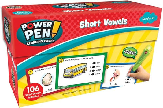 Teacher Created Resources Power Pen Learning Cards: Short Vowels, Model: 6101, 5 1/2 in x 3 1/2 in