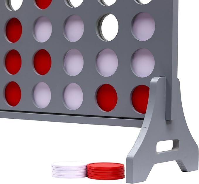Tailgating Pros Premium Grey Giant Four in a Row with Carrying Case - Jumbo Oversized Outdoor Yard Game - Connect Multiple Pucks in a Row to Win - Many Puck Colors Available!