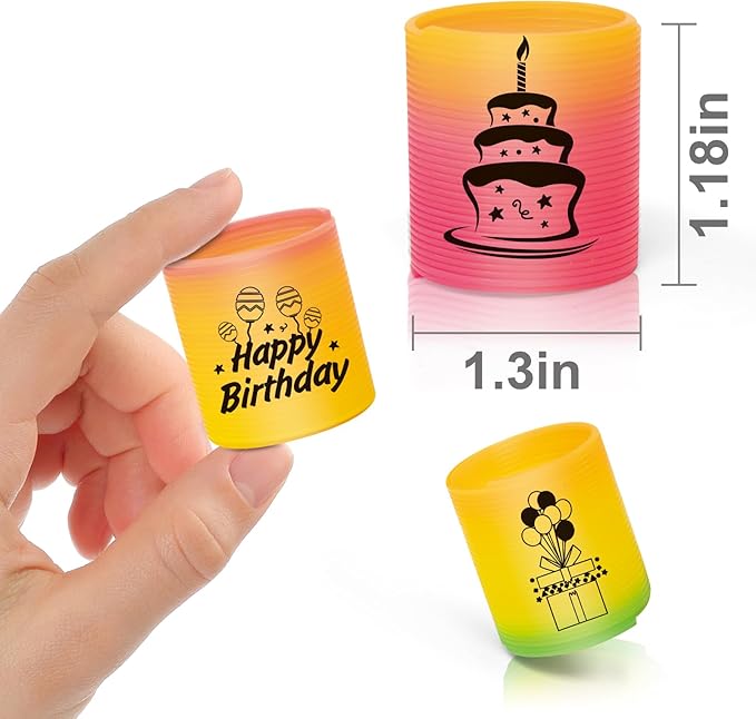 36 Pack Spring Rainbow Magic Fidget Stress Coil Mini Springs Bulk Toys Party Favor For Kids Birthday Carnival Prize Goodie Bag Stuffers For Boys Girls (Birthday)