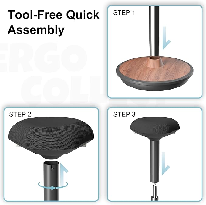 Wobble Stool - Adjustable Height Standing Desk Chair | Sit Stand Stool with 360-Degree Non-Slip Swivel Base|for Home,Office and Classroom(Walnut)
