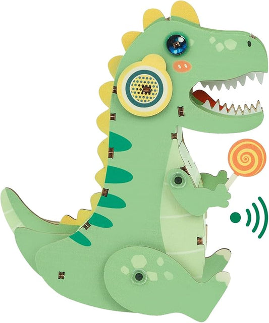 Kosmickiss 3D STEM Wooden Puzzles for Kids, 3D Wooden Models with Voice Recorder, Science STEM Building Kit Creative Craft Toys for Boys Girls Age 8-13 Years Education Birthday Gifts (T-Rex)