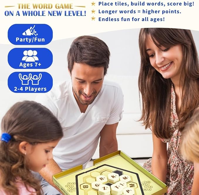 Hexagram | A Refreshing Take on a Classic Word Game, Fun Family Games for 2-4 Players, Family Board Game for Ages 7+