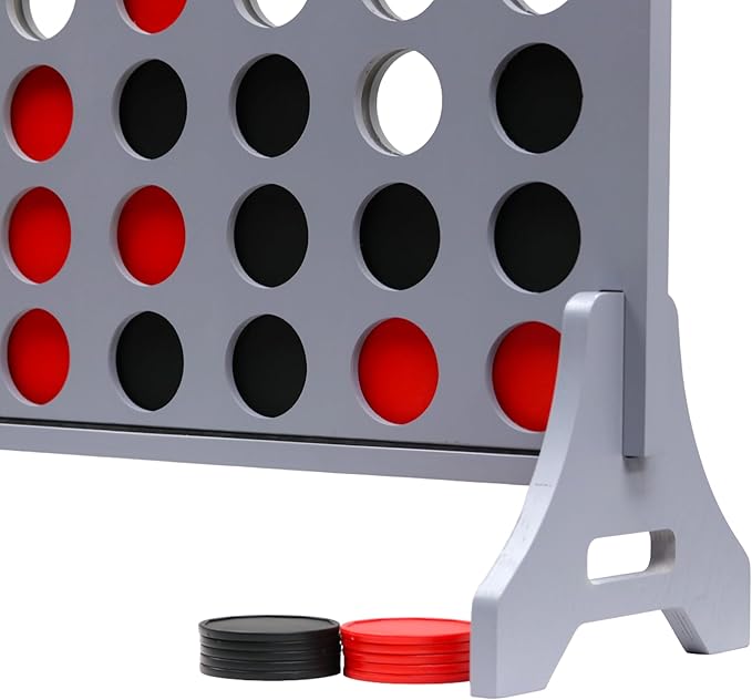 Tailgating Pros Premium Grey Giant Four in a Row with Carrying Case - Jumbo Oversized Outdoor Yard Game - Connect Multiple Pucks in a Row to Win - Many Puck Colors Available!