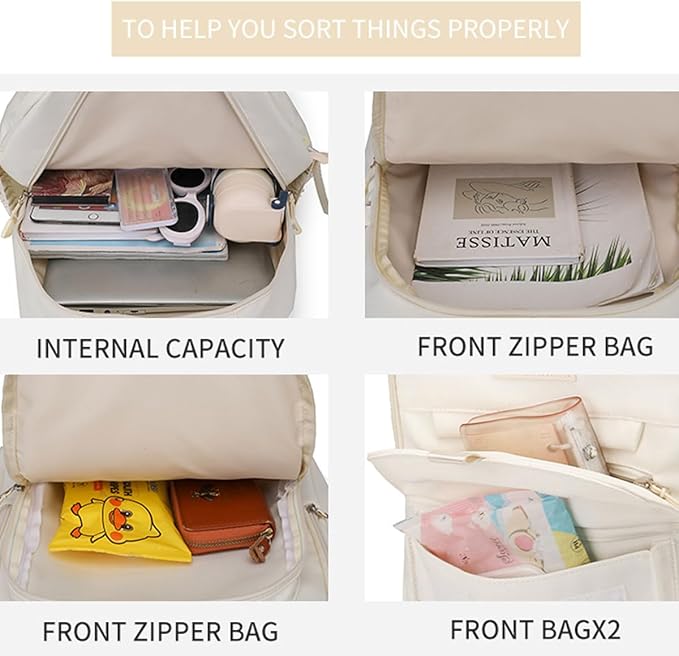 School Cute Aesthetic Backpack Girls Backpack for Students Kids Teen Girls Large Capacity Bookbags College Backpacks Laptop Lightweight Bookbag Casual Travel Daypacks School Bag(Grey)