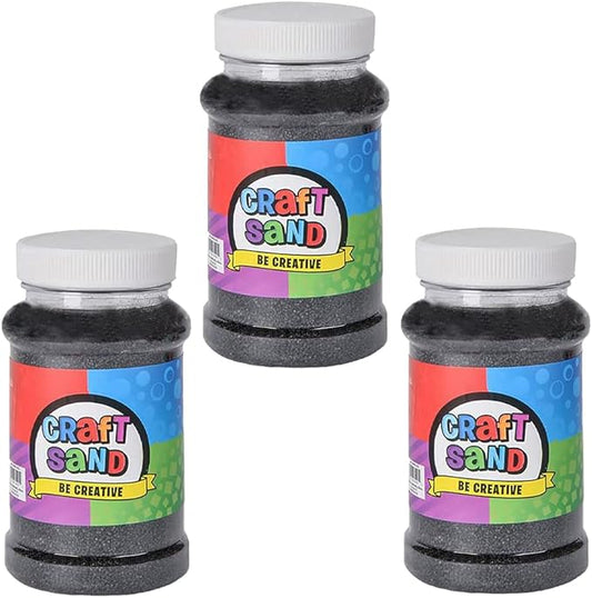 The Dreidel Company Craft Sand Art for Kids, Sand Play DIY Drawing, Messy Play, Sensory, Sand Decorations, 22 Oz, Red (3-Pack) (Black, 3-Pack)
