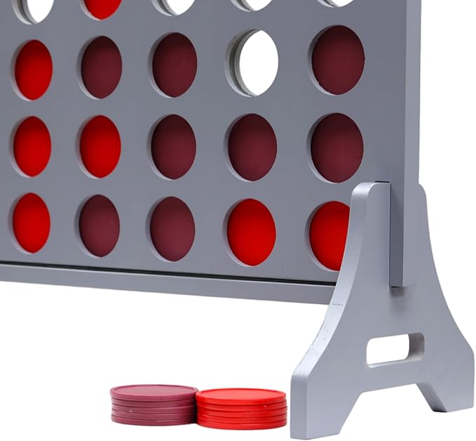 Tailgating Pros Premium Grey Giant Four in a Row with Carrying Case - Jumbo Oversized Outdoor Yard Game - Connect Multiple Pucks in a Row to Win - Many Puck Colors Available!