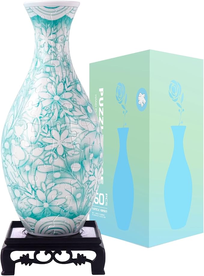 Magnolia 3D Puzzle Vase for Adults to Flower Arrangement and Home Decoration Made by 160 Curved Plastic Puzzle Pieces,Great Gift for Mother's Day and Housewarming