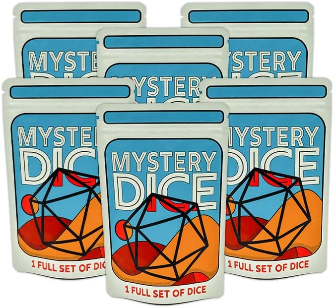 1985 Games Mystery Dice, Set of 7 Polyhedral Dice, Wide Range of Patterns, Gaming Dice, Suitable for Role Playing, Table Games (Pack of 6)