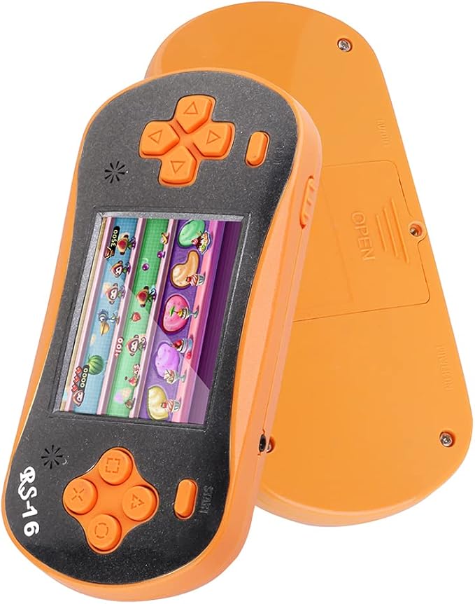 Handheld Game Player for Kids Adults- FAMILY POCKET RS16 Portable Classic Game Controller Built-in 260 Game 2.5 inch LCD Retro Arcade Video Game System Children's Birthday Gift (Orange)