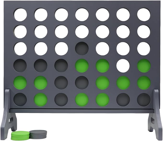 Tailgating Pros Premium Grey Giant Four in a Row with Carrying Case - Jumbo Oversized Outdoor Yard Game - Connect Multiple Pucks in a Row to Win - Many Puck Colors Available!