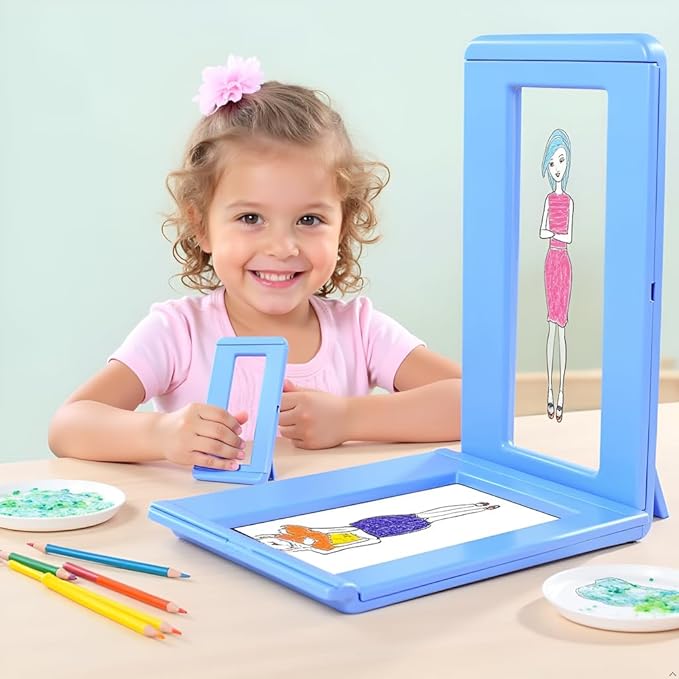Kids Fashion Design Drawing Kit, 15 Double-Sided Rubbing Plates, Texture Art Set with Crayons, Colored Pencils, Paper & Frame, STEM Toys for Girls & Boys Ages 5+, Travel Art Supplies, Birthday Gift