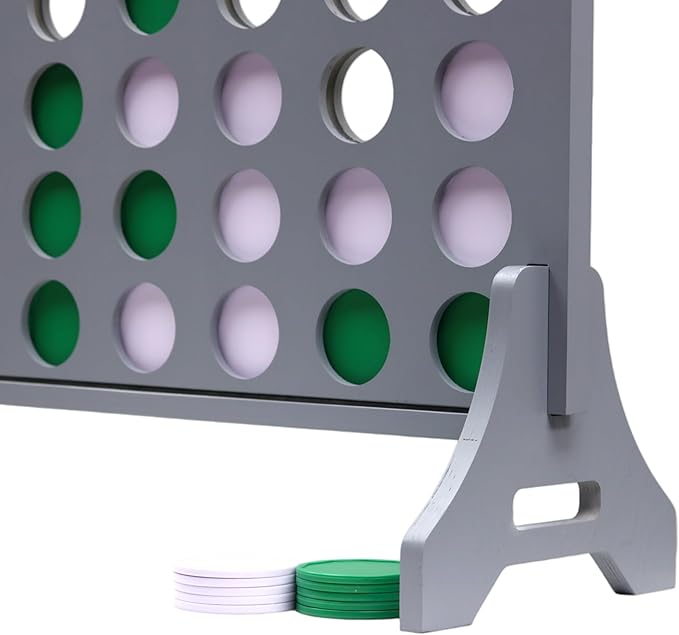 Tailgating Pros Premium Grey Giant Four in a Row with Carrying Case - Jumbo Oversized Outdoor Yard Game - Connect Multiple Pucks in a Row to Win - Many Puck Colors Available!