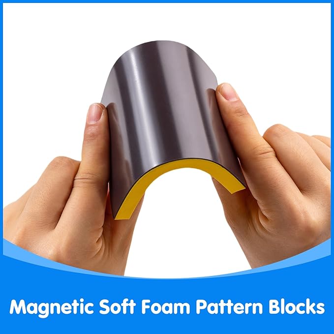 Magnetic Pattern Blocks - 10 Shapes - Magnetic Shapes for Whiteboard & Math Manipulatives