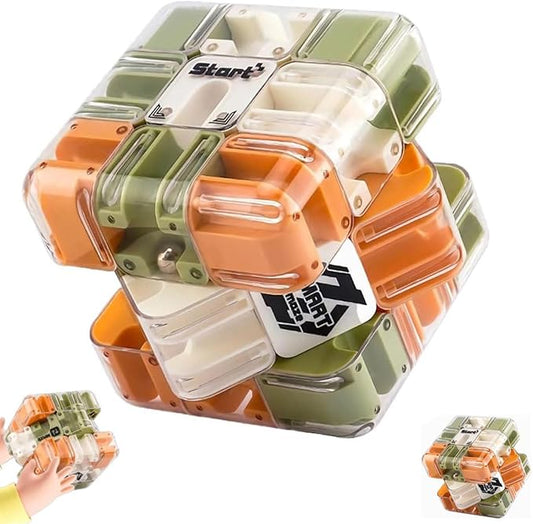 Large 3D Labyrinth Cube Puzzle, 3D Puzzles Maze Cube Ball Puzzle, Spatial Awareness Brain Training Toy for Stress Relief & Logic Development, Educational Focus Game Gift for Adults Teens(1PC)
