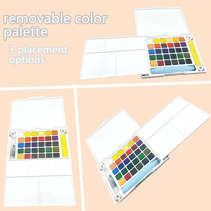 Watercolor Paint Set,Vivid Colors Travel Paint Set Graspable Painting Set Watercolor Sketching Kit with Water Brush Pens,24 Sheets Watercolor Papers,3 Online Tutorial Video - 18colors