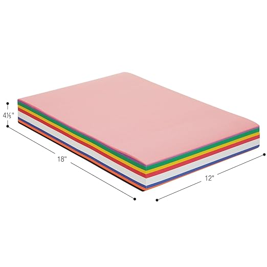 Colorations 12" x 18" Mediumweight Construction Paper Assorted Colors - 300 Sheets, Bulk Pack Art Paper, Arts and Crafts, School Supplies, Drawing, Coloring, Painting, 3D Art