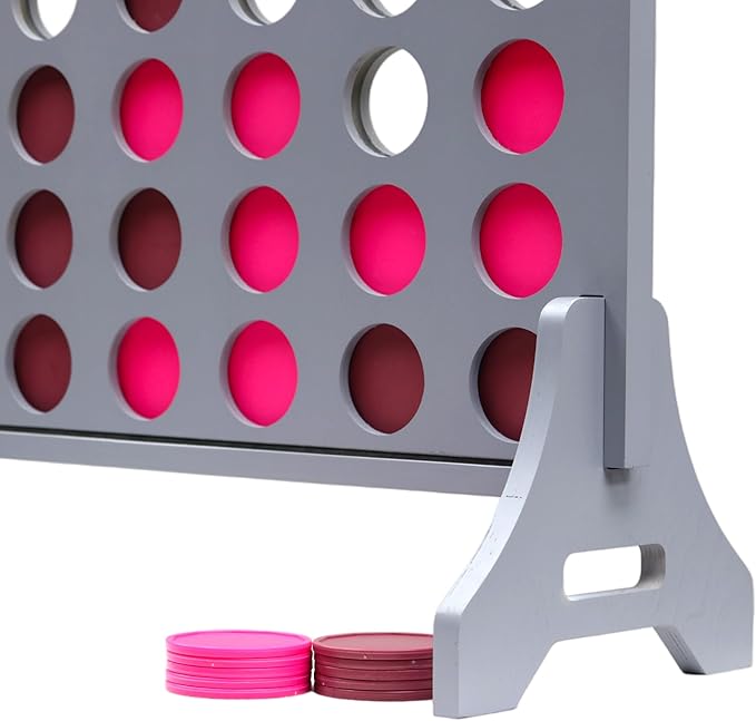 Tailgating Pros Premium Grey Giant Four in a Row with Carrying Case - Jumbo Oversized Outdoor Yard Game - Connect Multiple Pucks in a Row to Win - Many Puck Colors Available!
